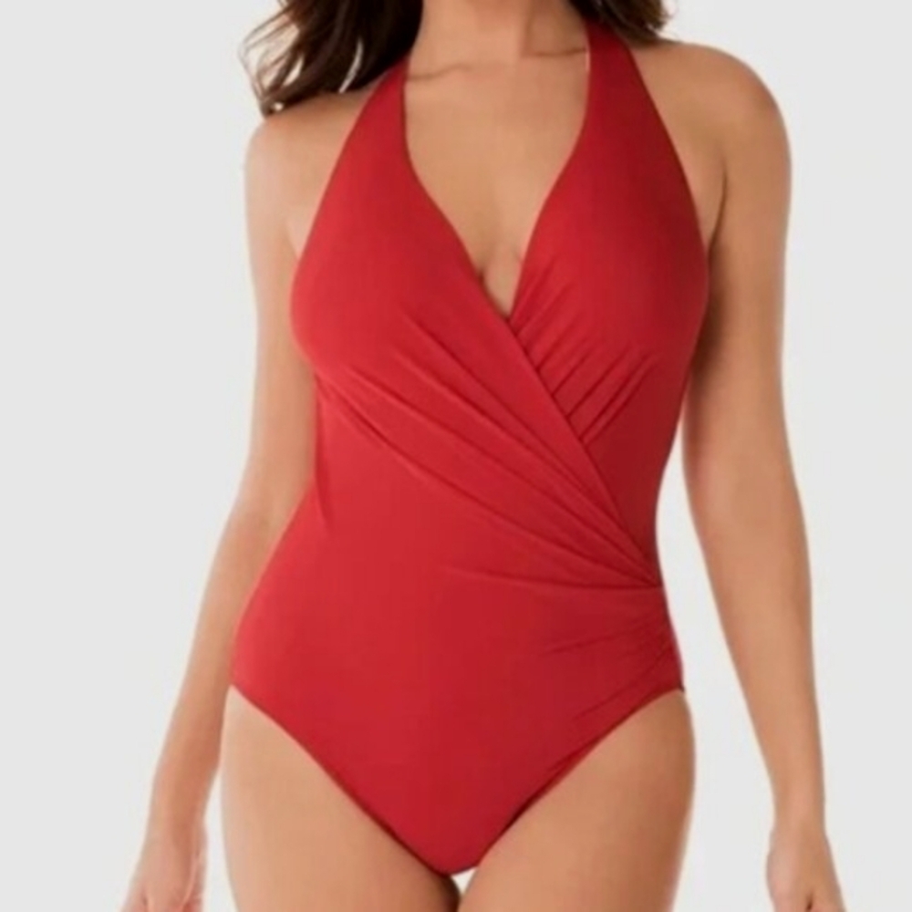 Miraclesuit Wrapsody One-Piece Swimsuit Red Size 8
